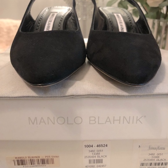 ✨NWT-PRICE FIRM✨👠Authentic Black Suede Manolo Blahnik Slingbacks EU 37 US 6.5B - Picture 4 of 10